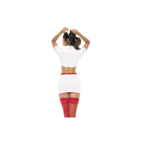 Costume infirmière 3 pièces, top avec zip fonctionnel, jupe et serre tête 